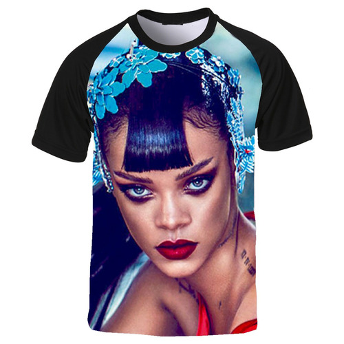 Camiseta Raglan Rihanna Fenty Diva Pop Blue Anti T08