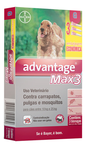 Combo Antipulgas E Carrapatos Cães Advantage Max3 10 A 25 Kg