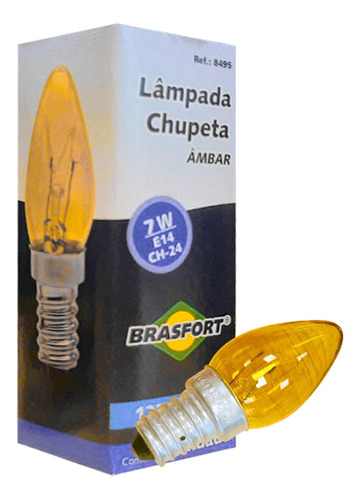 Lampada Chupeta Brasfort 7wx127v. E14 Ambar./ Kit Com 25 Pec