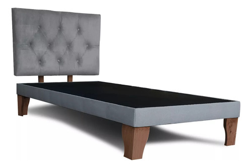 Base De Cama 1,5 Plaza, Respaldo Capitone Clickenmaderado