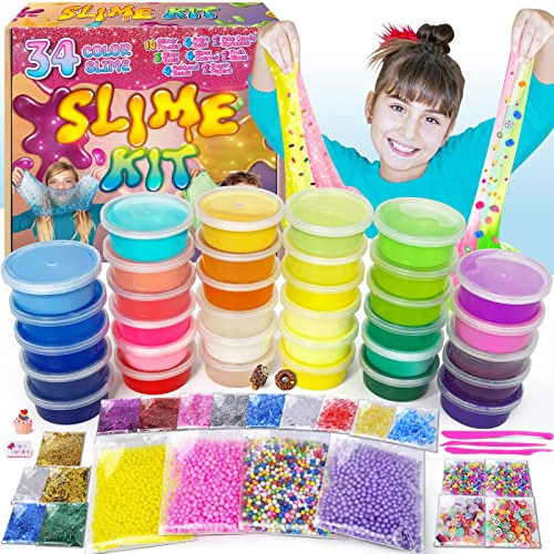 34 Cups Slime Kit For Girls Boys, Diy Slime Kit Gifts F...