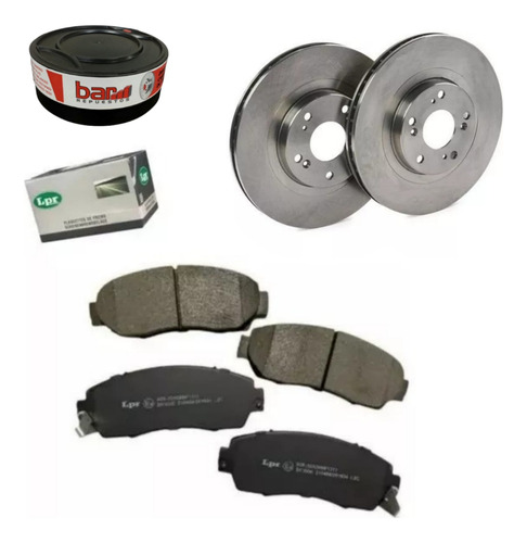 Kit Discos + Pastilla Para Honda Crv 2.4 02 A 06 Delantera 