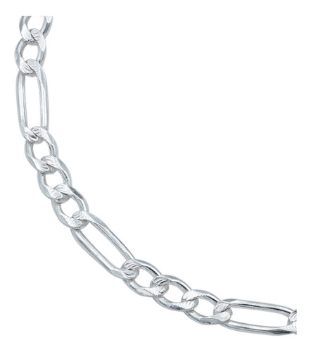 Esclava Pulsera Fígaro 3x1 Unisex Diamantada Plata 925 5 Mm Plateado 6 Cm 18 Cm 0