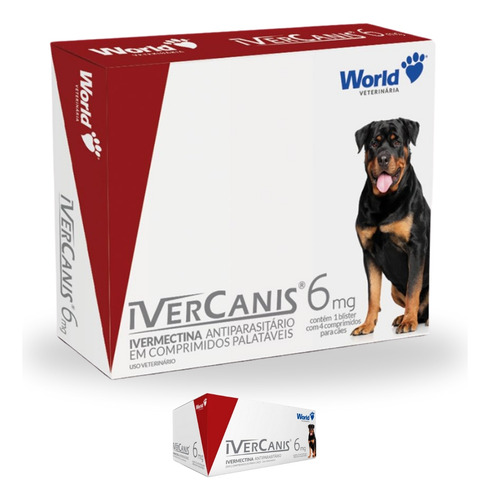 Remédio Ivercanis 6 Mg - Carrapato Sarna 4 Comprimidos