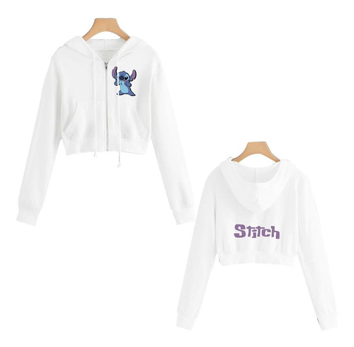 Buzo Buso Saco Hoodies Blanco Con Capota Lilo & Stitch