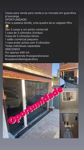Vendo 3 Casas E1 Salão Guarulhos Investidores Próx Av Sal