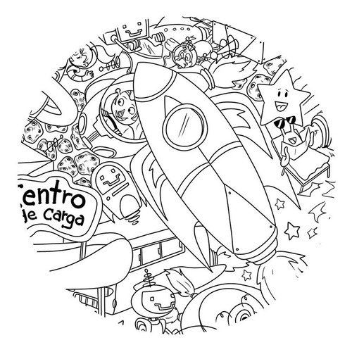 Póster Para Colorear Con Colores / Aventura En El Espacio