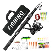 Comprar Juego De Aparejos De Pesca Con Caña Y Carrete, Con Bolsa De