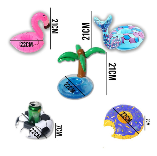 Imagen 3 de 8 de 12 Porta Vasos Surtidos Inflables Palmera Flamingo Donas