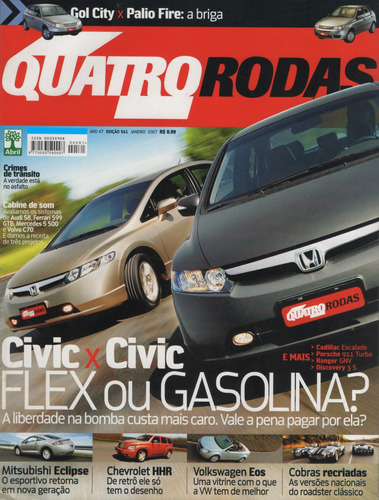 Quatro Rodas Nº561 Civic Chevrolet Hhr Cobra Eclipse Vw Eos