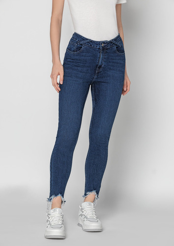 Jeans Casual Andrea Tiro Regular Entubado Para Dama Azul