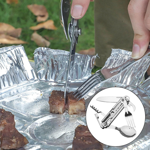 Cuchillo Plegable Multifunción Gadgets Tenedor Cuchara Inoxi