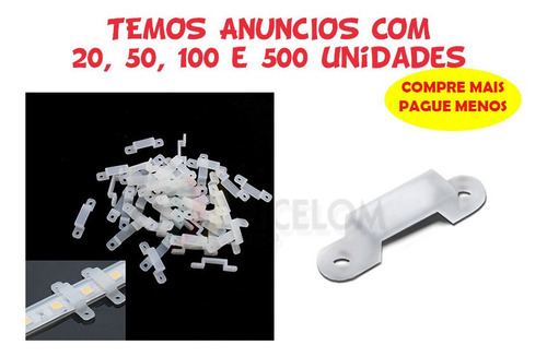 Fixador Fita Led 10mm Silicone - 20 Unidades