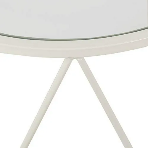 Mesa De Acero Triangular Con Espejo Redondo, Blanca 18 X 24