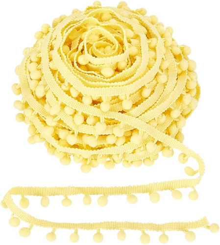 Ph Pandahall 20 Yardas/18,3 M Pom Pom Trim Yellow Fringe Bal