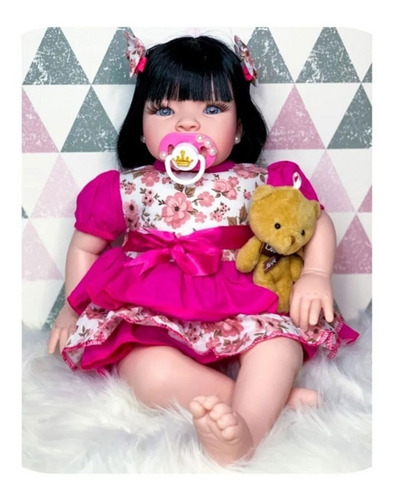 Boneca Bebê Reborn Real Com Mochilinha E Acessórios