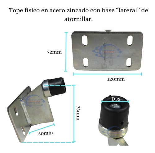 Imagen 5 de 10 de Tope De Pared Con Placa De Fijacion
