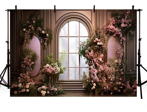 Fondo De Fotografía Elegante Europeo Arco Floral Rosa