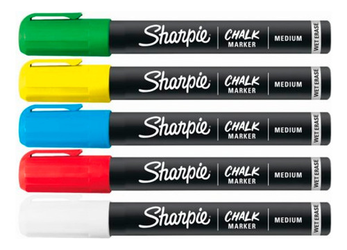 Imagen 2 de 7 de Marcadores De Tiza Sharpie Chalk X 5 P/ Pizarra Vidrio