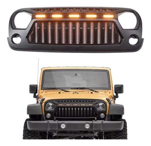  Parrilla Angry Enojado Con Led Jeep 2007-2018 Rejilla-barra