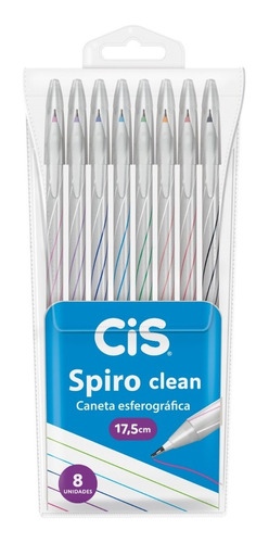 Caneta Cis Spiro Clean Esferográfica 8 Cores 