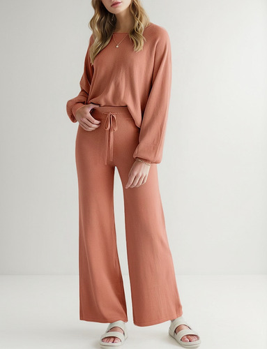 Tops De 2 Piezas Para Mujer Pantalones Anchos, Ropa El Hogar