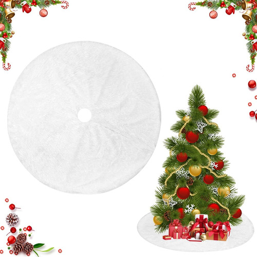 Falda Del Árbol De Navidad Blanco Con Base De Árbol 90 Cm