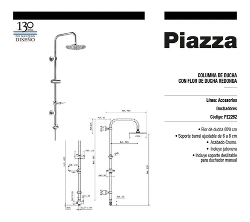 Ducha Columna De Ducha Exterior Barral Griferia Piazza Z2262