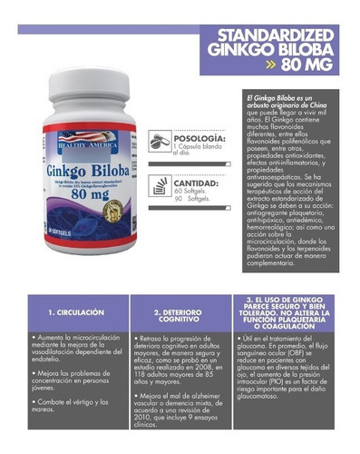 Ginkgo Biloba 80 Mg Por 60 Cápsulas Blandas