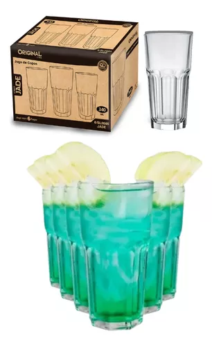 Jogo De 24 Copos De Vidro Grosso 400ml Jade Suco Água Refri Cor Transparente