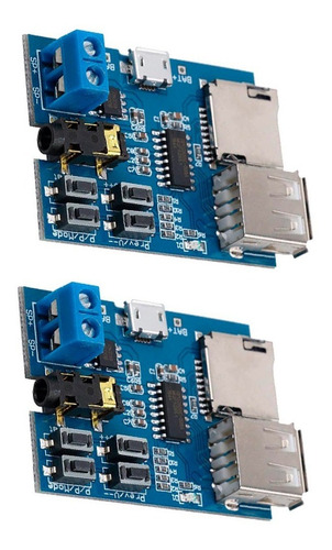 2 Piezas Módulo Reproductor Mp3 3w Audio Tf Card Microsd Usb