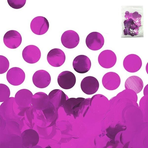 Confetti Papelito Globo Circulo Fucsia Metalizado 30grs