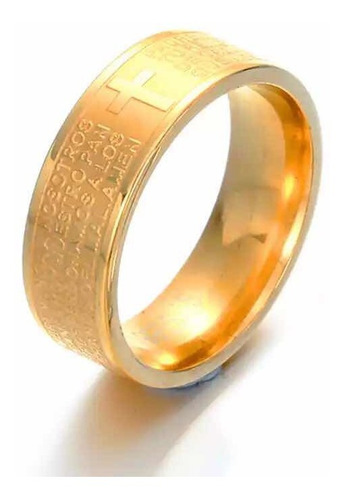 Anillo Oro Laminado De 18k Padre Nuestro Tallado Grabado