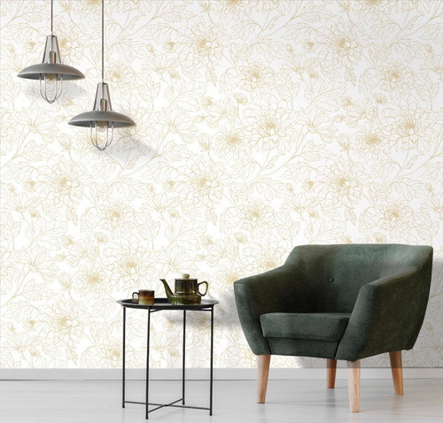 Imagem 1 de 3 de Papel De Parede Arabesco Dourado Adesivo Vinílico 3mx58cm