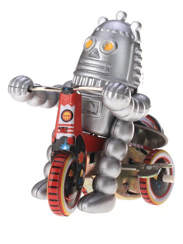 Retro Wind Up Baby Robot En Triciclo Juguete De Hojalata De