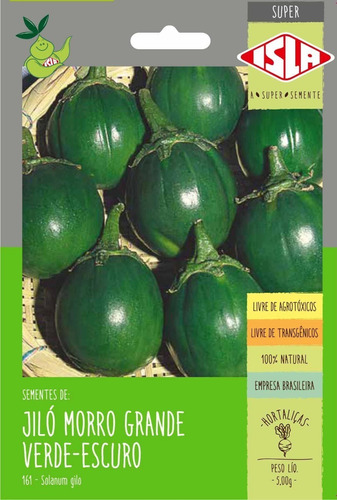 2.000 Sementes Jiló Morro Grande Verde Escuro Isla - Com 5gr