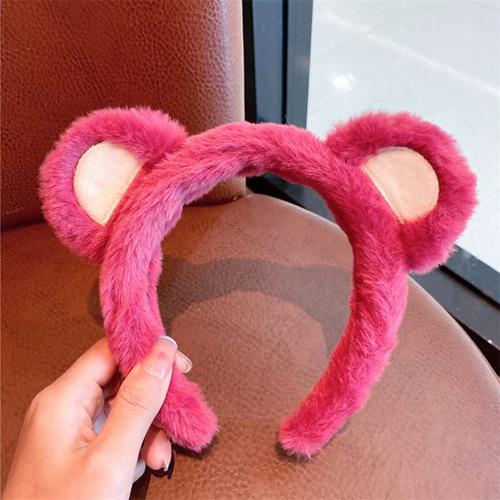Wittocs- Diadema Con Orejas De Oso Rosa Y Rojo, Diadema De
