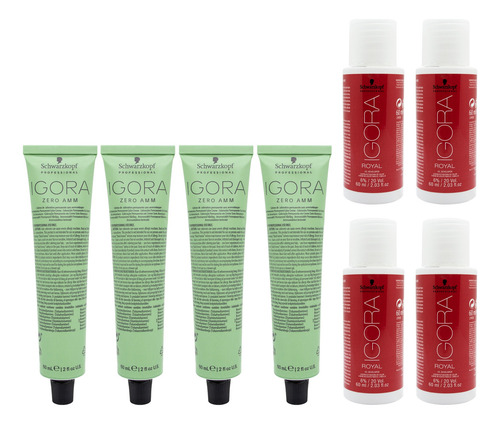 Schwarzkopf Igora Zero X4 Tintura Sin Amoníaco + Oxidante