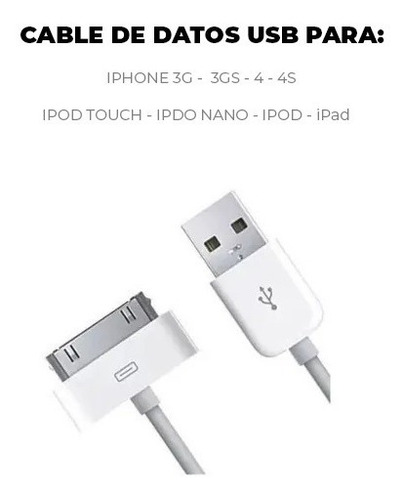 Cable Compatible iPhone 4 Y iPad 2 3 4 Usb Datos 30 Pin