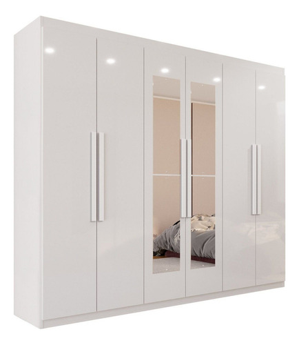 Guarda-roupa Casal 6 Portas 4 Gavetas Com Espelho 100% Wt
