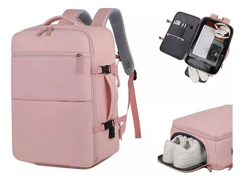 Mochila de viaje de mano, equipaje de cabina, bolso de avión, negro liso, mochila de gran capacidad