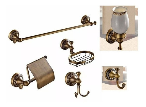 Set De Accesorios De Baño 6 Piezas Tipo Antiguo D