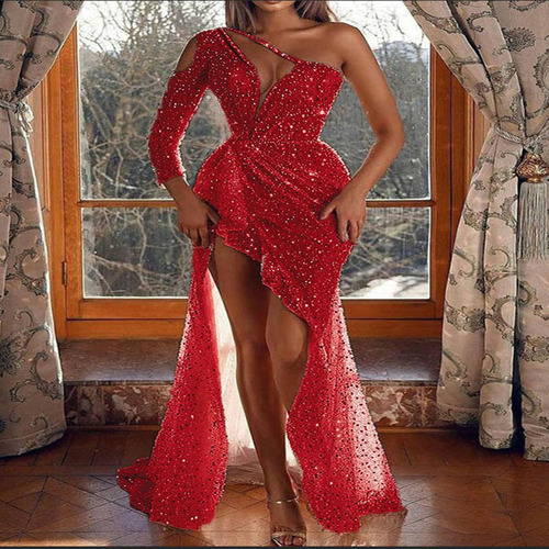 Vestido Z Para Mujer Sexy Y Elegante De Un Solo Hombro Sin E