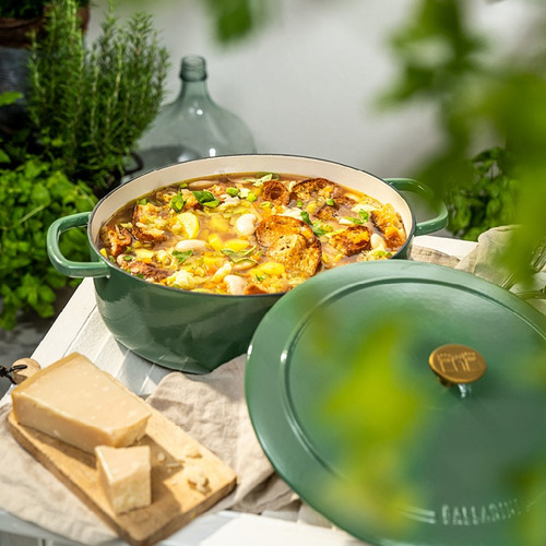 Olla Cocotte Ballarini De Hierro Fundido 22cm Antiadherente Color Verde