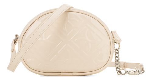 Bolsa Crossbody Cloe Para Mujer Chica Material Charol Color Beige