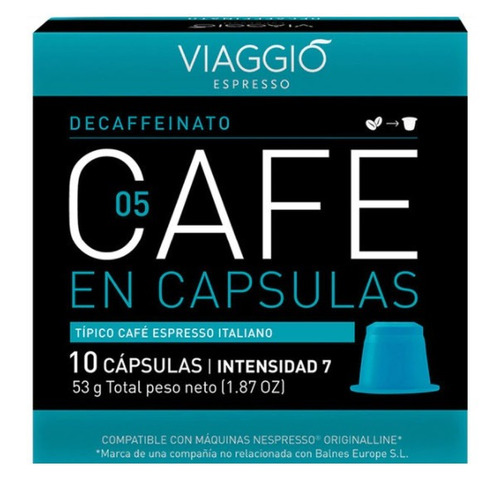 Imagen 1 de 1 de Café descafeinado en cápsula Viaggio 10 u