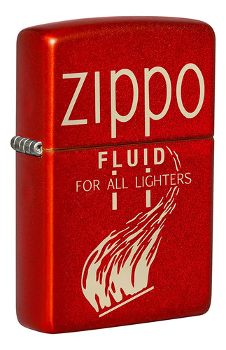 Encendedor De Bolsillo Zippo Retro Design Metallic Red Fluid