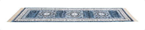 Passadeira Trilho 2m Tabriz Indiano 66x210cm Tip Persa Belga Cor Azul-celeste Desenho do tecido Clássico