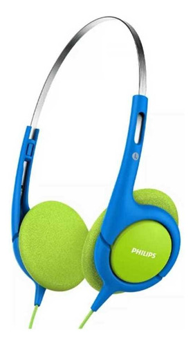 Fone De Ouvido  Philips Com Cabo De 1,2 Metros, Azul/verde. Cor Verde Cor Da Luz Não Possuí