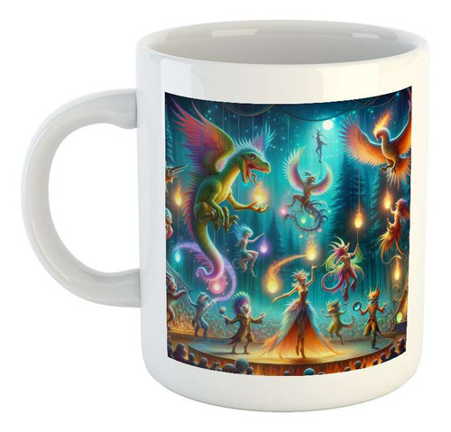 Taza Ceramica Circo Mitico Animales De Fantasia Color